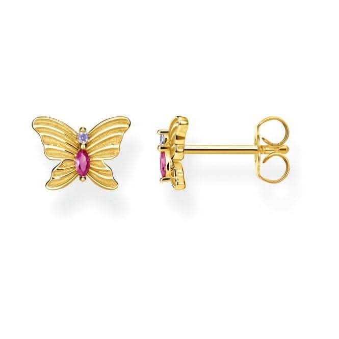 Sterling Silver Multicoloured Butterfly Gold Ear Studs H2100 - 995 - 7Thomas Sabo Sterling SilverH2100 - 995 - 7