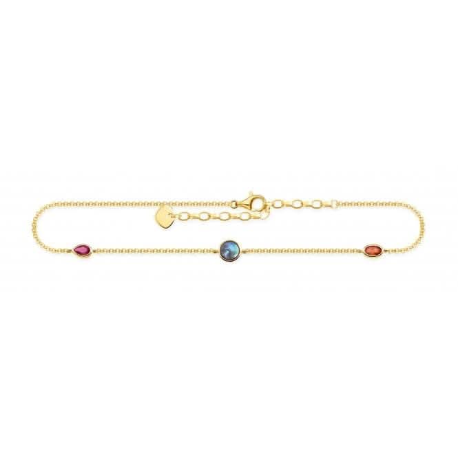 Sterling Silver Multicoloured Gold Filigree Anklet AK0020-995-7-L27v