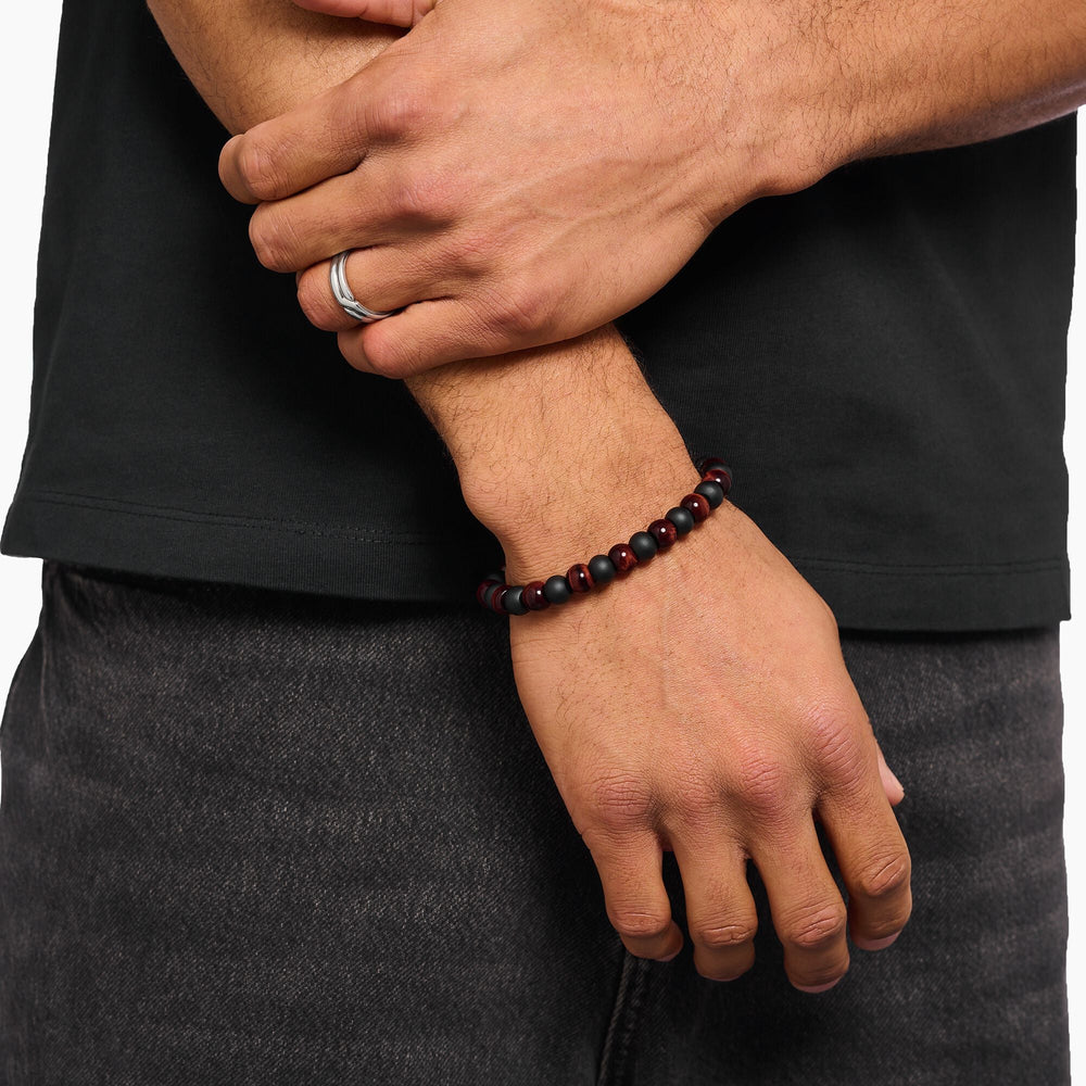 Sterling Silver Obsidian & Red Tiger's Eye Beaded Bracelet A2196 - 806 - 7Thomas Sabo Sterling SilverA2196 - 806 - 7 - L17