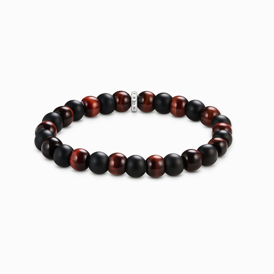 Sterling Silver Obsidian & Red Tiger's Eye Beaded Bracelet A2196 - 806 - 7Thomas Sabo Sterling SilverA2196 - 806 - 7 - L17