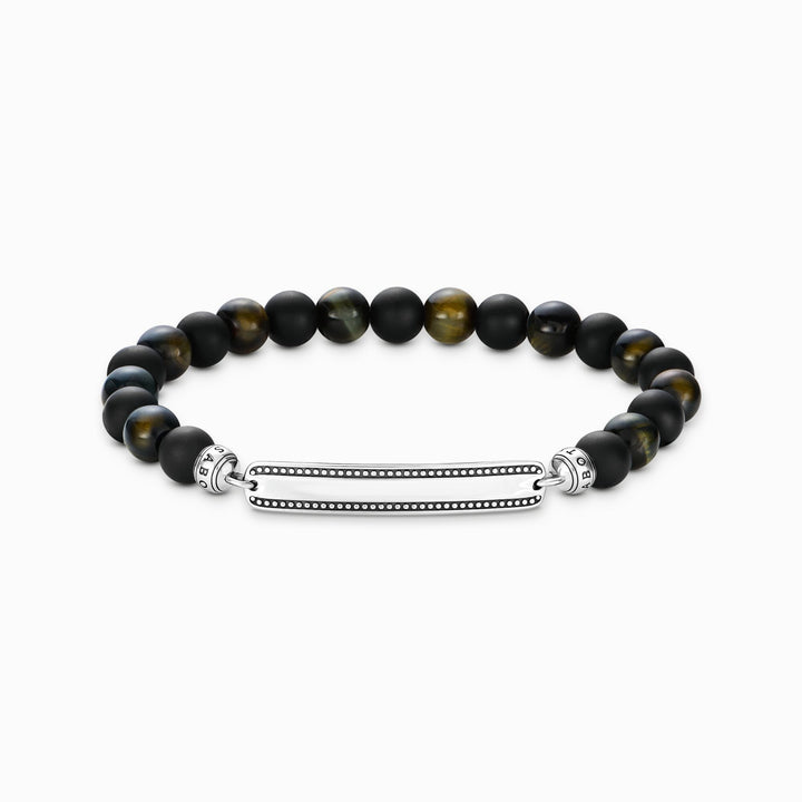 Sterling Silver Obsidian & Tiger's Eye Beaded Bracelet A2180 - 806 - 11Thomas Sabo Sterling SilverA2180 - 806 - 11 - L17