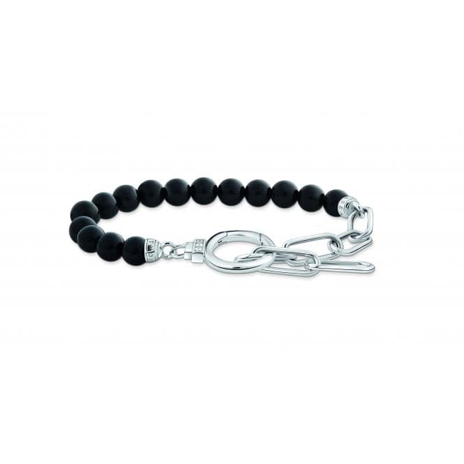 Sterling Silver Onyx Beads Zirconia Bracelet A2134 - 027 - 11 - L19VThomas Sabo Sterling SilverA2134 - 027 - 11