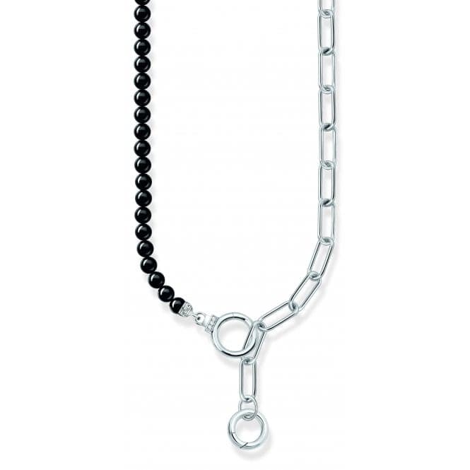 Sterling Silver Onyx Beads Zirconia Necklace KE2193 - 027 - 11 - L47VThomas Sabo Sterling SilverKE2193 - 027 - 11