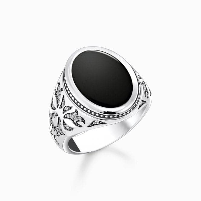 Sterling Silver Onyx Zirconia Blackened Signet Ring TR2454 - 641 - 11Thomas Sabo Sterling SilverTR2454 - 641 - 11 - 68