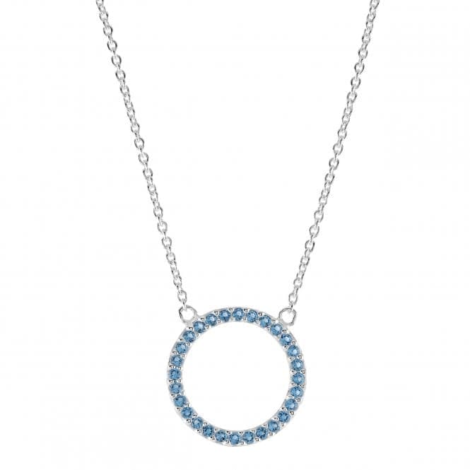 Sterling Silver Open Circle Blue Cubic Zirconia 17.5" Necklace 9882BLZDew9882BLZ