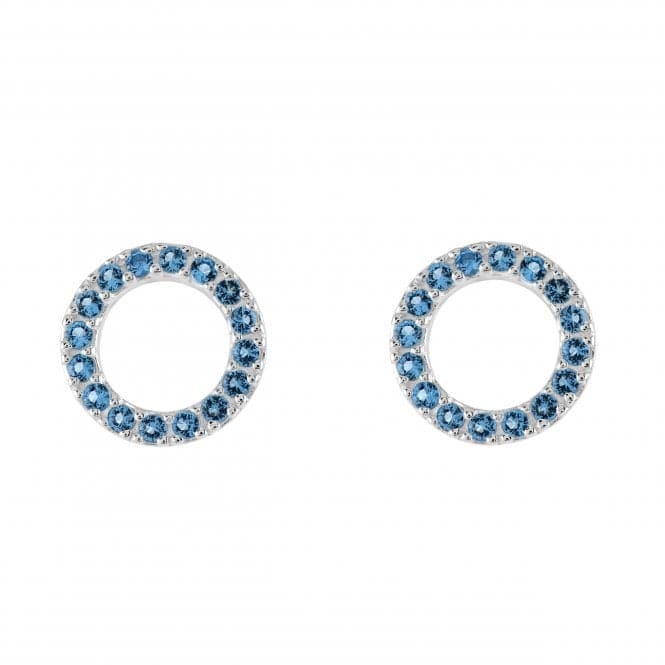 Sterling Silver Open Circle Blue Cubic Zirconia Stud Earrings 3882BLZDew3882BLZ