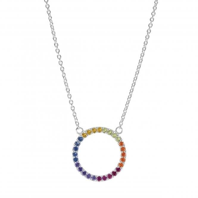 Sterling Silver Open Circle Multi Cubic Zirconia 17.5" Necklace 9882MCZDew9882MCZ