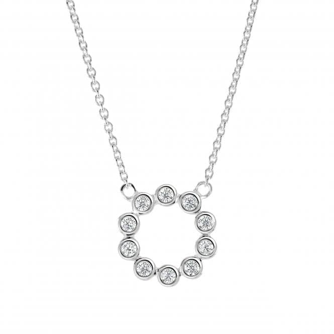 Sterling Silver Open Circle Round Cubic Zirconia 18" Necklace 98428CZDew98428CZ