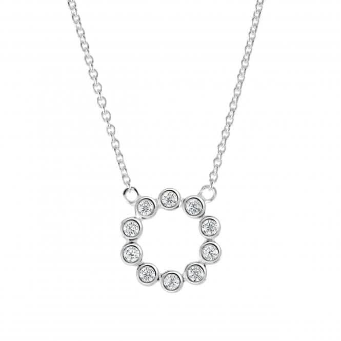 Sterling Silver Open Circle Round Cubic Zirconia 18" Necklace 98428CZDew98428CZ