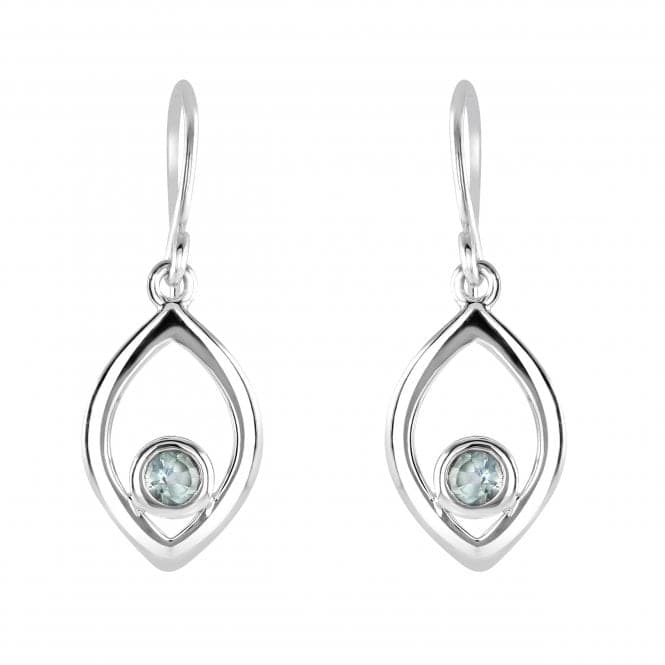 Sterling Silver Open Marquise Blue Topaz Drop Earrings 5706BTDew5706BT