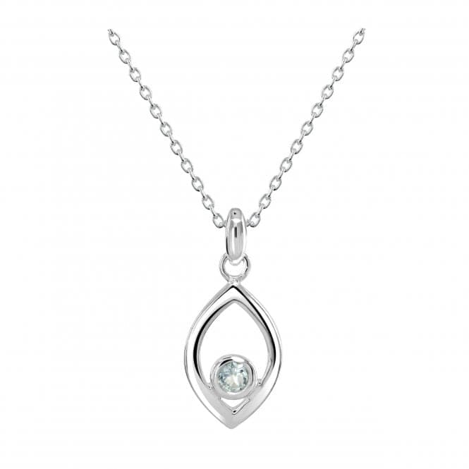 Sterling Silver Open Marquise Blue Topaz Pendant 9706BTDew9706BT