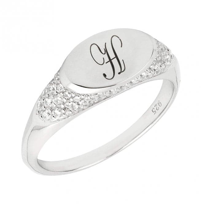 Sterling Silver Oval Signet Zirconia Ring R3798CFiorelli SilverR3798C 52