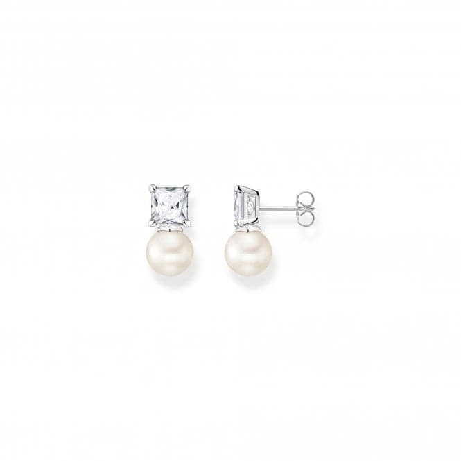 Sterling Silver Pearl Zirconia White Earrings H2248 - 167 - 14Thomas Sabo Sterling SilverH2248 - 167 - 14