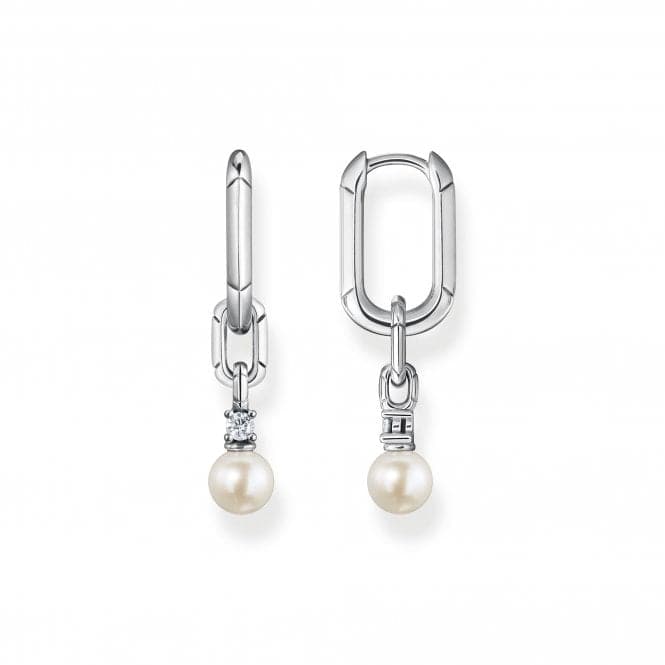 Sterling Silver Pearls And Links Hoop Earrings CR669 - 167 - 14Thomas Sabo Sterling SilverCR669 - 167 - 14