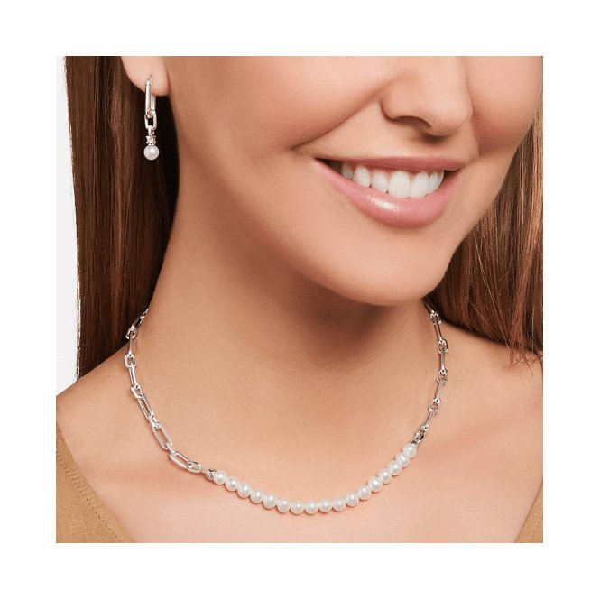 Sterling Silver Pearls And Links Necklace KE2108 - 082 - 14 - L45VThomas Sabo Sterling SilverKE2108 - 082 - 14