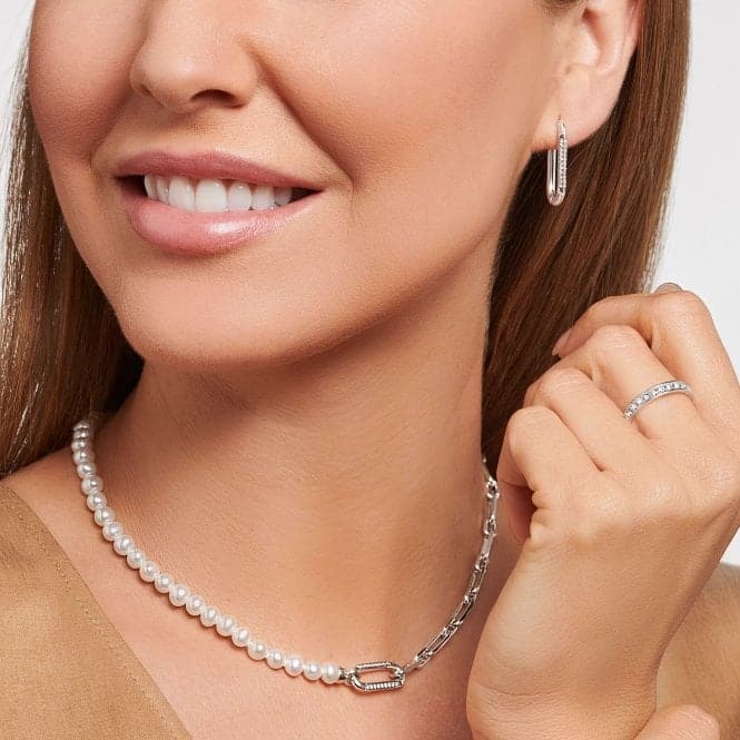 Sterling Silver Pearls And Links Necklace KE2109 - 167 - 14 - L45VThomas Sabo Sterling SilverKE2109 - 167 - 14