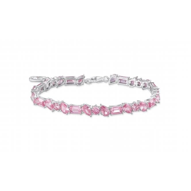 Sterling Silver Pink 31 Zirconia Stones Tennis Bracelet A2144 - 051 - 9Thomas Sabo Sterling SilverA2144 - 051 - 9