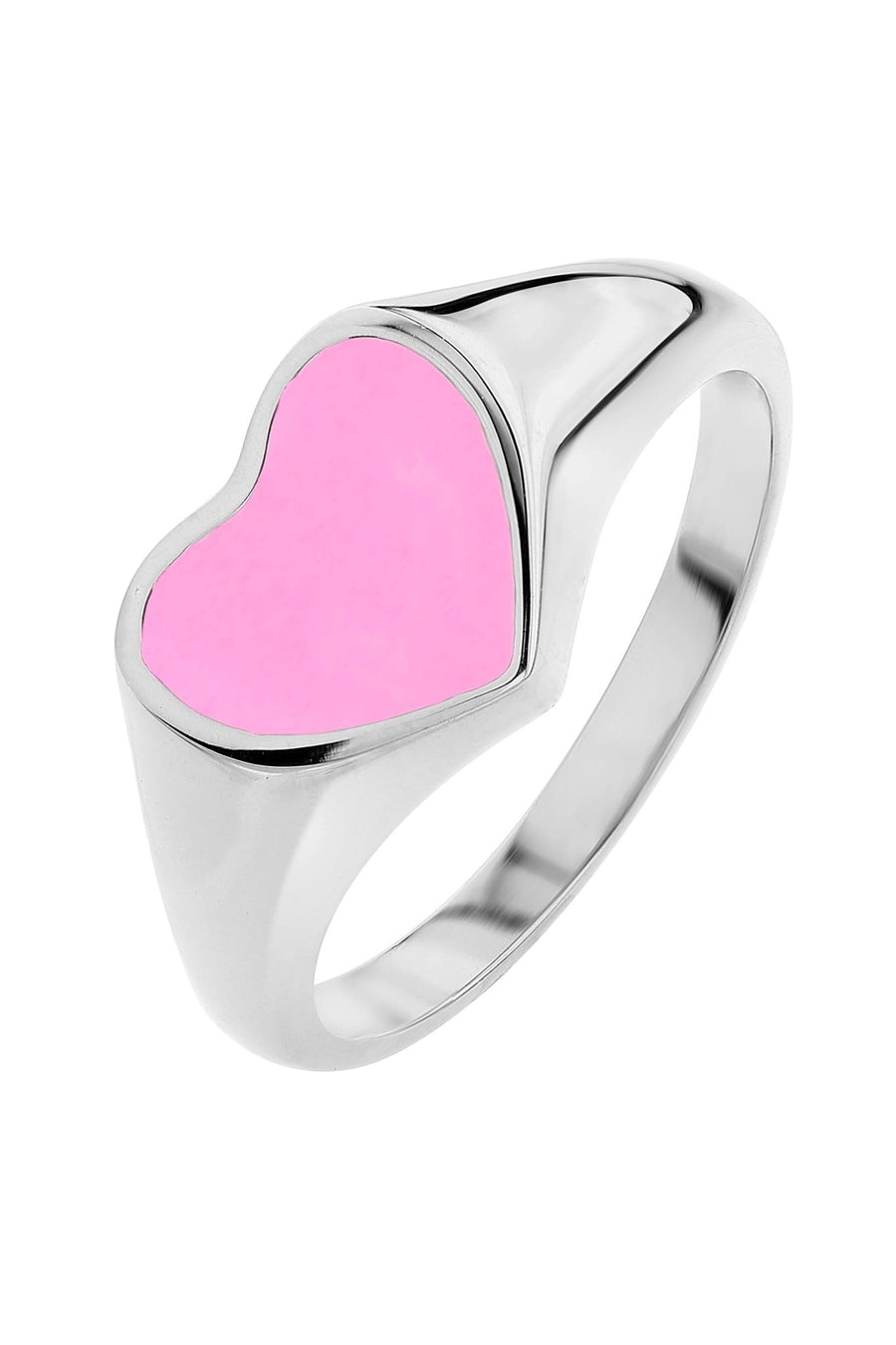 Sterling Silver Pink Enamel Heart Signet RingThe Fine CollectiveBA0072621 - L