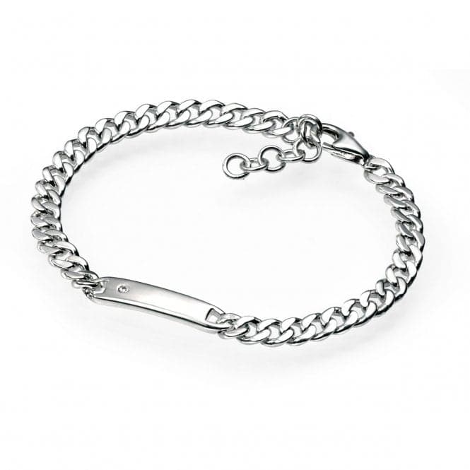 Sterling Silver Plain Boys ID Bracelet B2843D for DiamondB2843