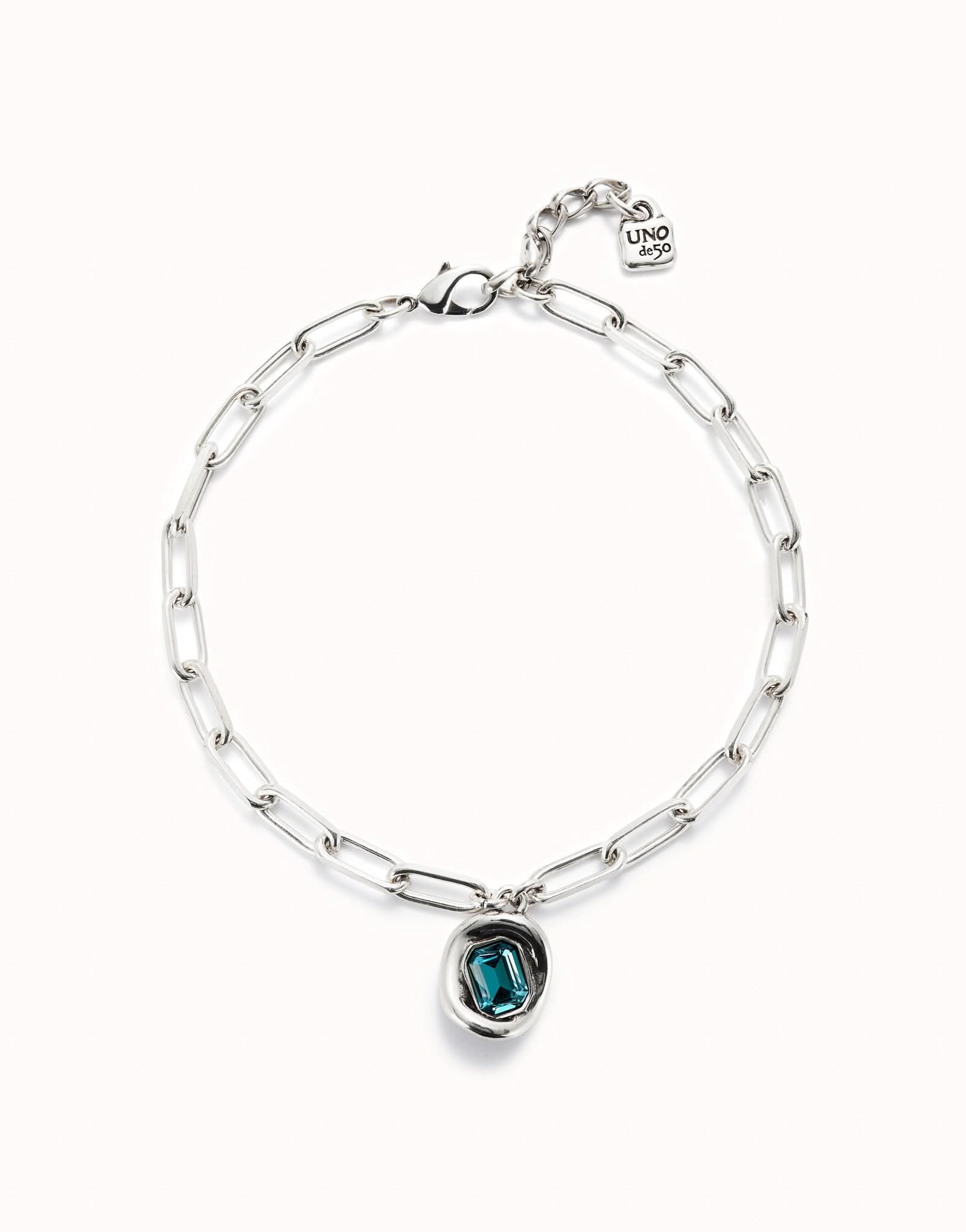 Sterling Silver Plated Faceted Crystal Blue Necklace COL1945AZUMTLUNOde50COL1945AZUMTL0U