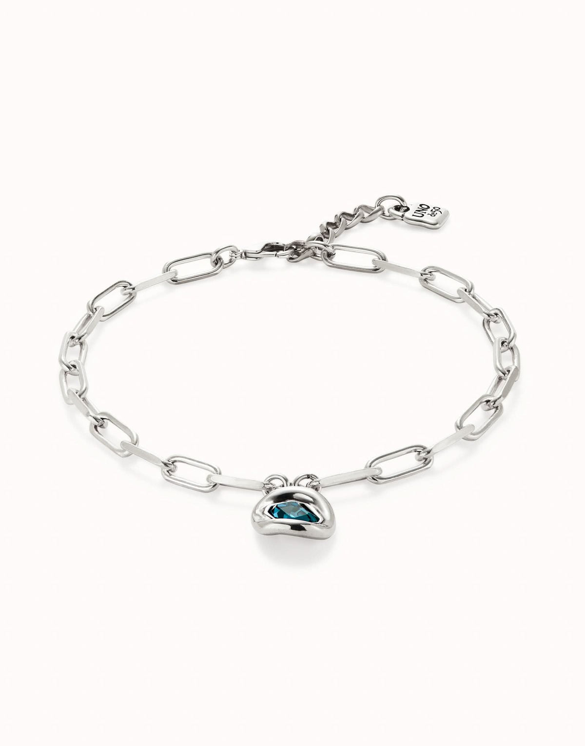 Sterling Silver Plated Faceted Crystal Blue Necklace COL1945AZUMTLUNOde50COL1945AZUMTL0U