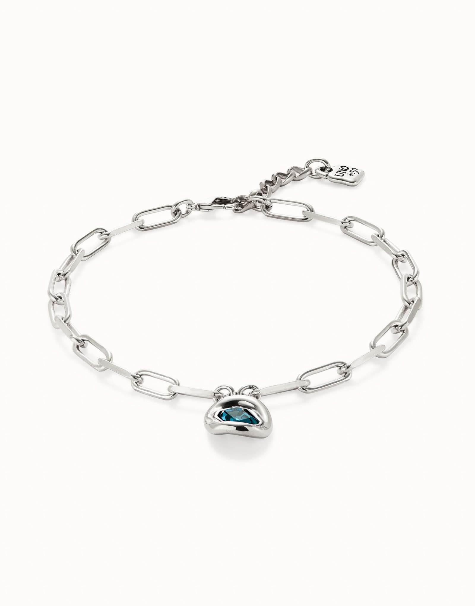 Sterling Silver Plated Faceted Crystal Blue Necklace COL1945AZUMTLUNOde50COL1945AZUMTL0U