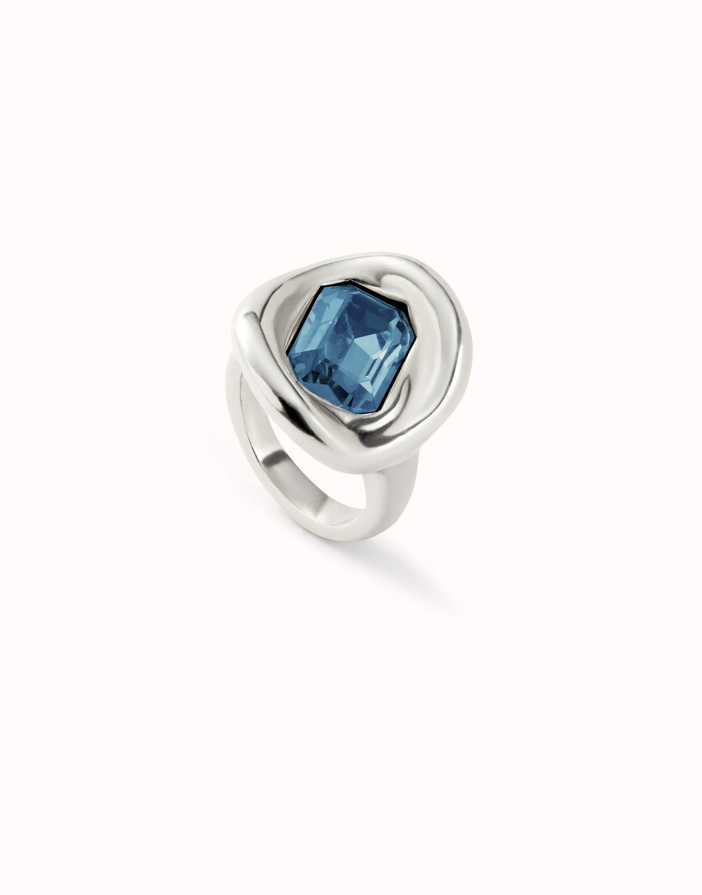 Sterling Silver Plated Faceted Crystal Blue Ring ANI0826AZOMTLUNOde50ANI0826AZOMTL12