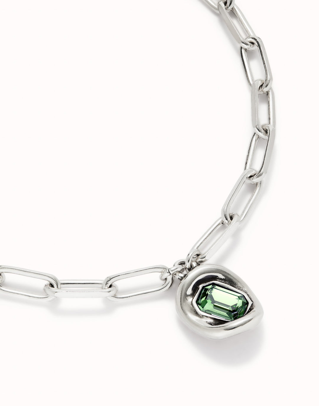 Sterling Silver Plated Faceted Crystal Green Necklace COL1945VRCMTLUNOde50COL1945VRCMTL0U