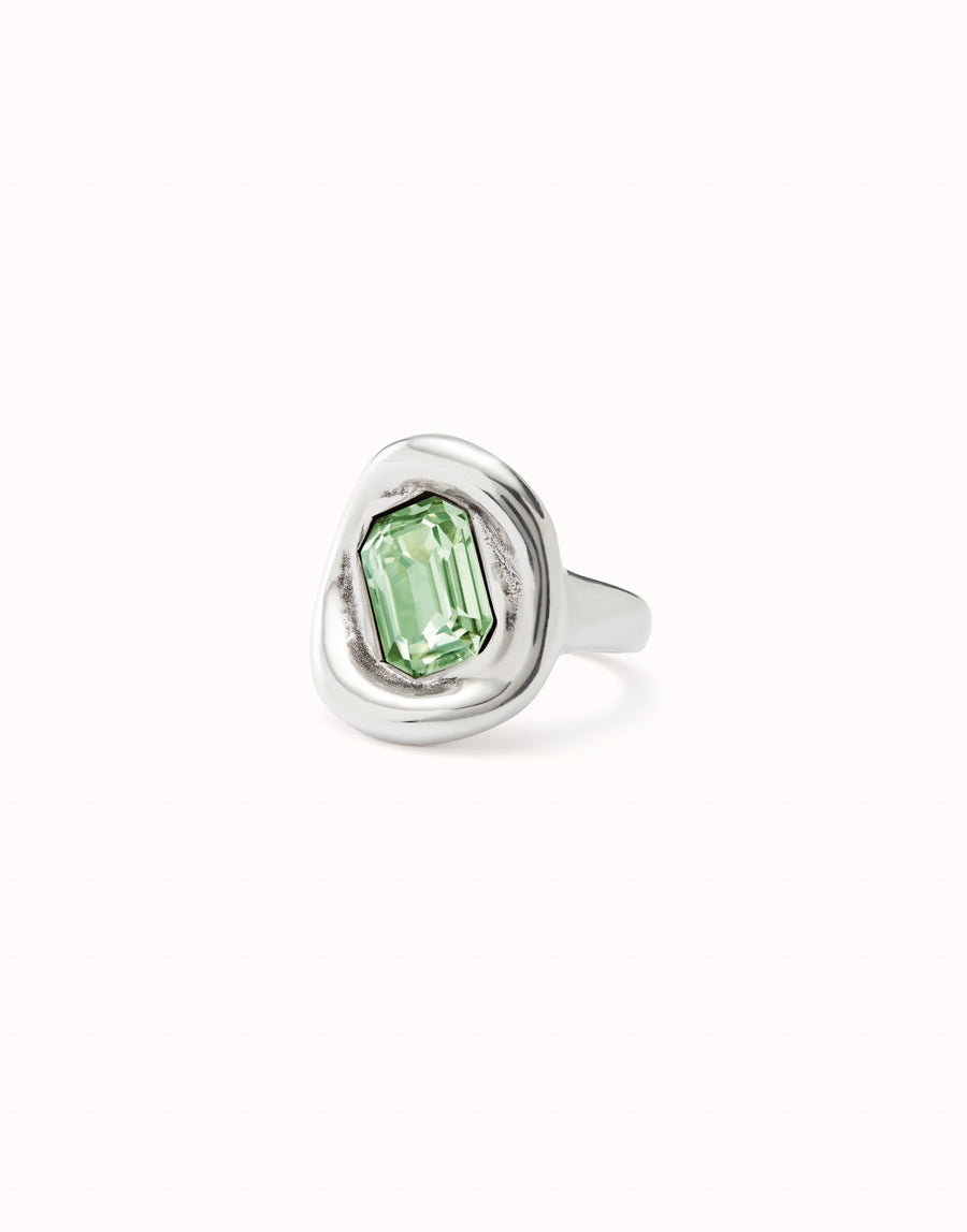 Sterling Silver Plated Faceted Crystal Green Ring ANI0826VRCMTLUNOde50ANI0826VRCMTL12