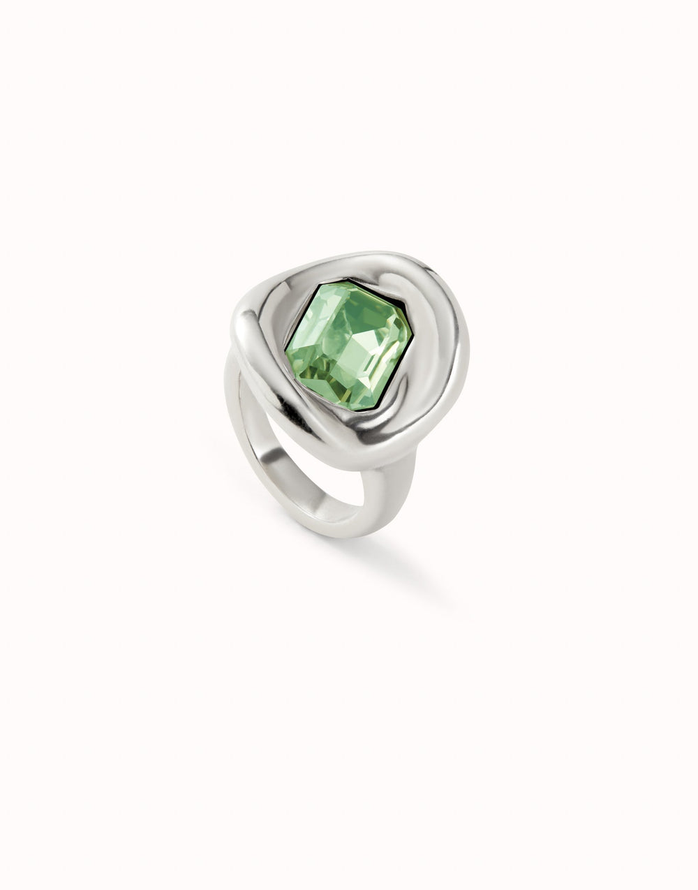 Sterling Silver Plated Faceted Crystal Green Ring ANI0826VRCMTLUNOde50ANI0826VRCMTL12