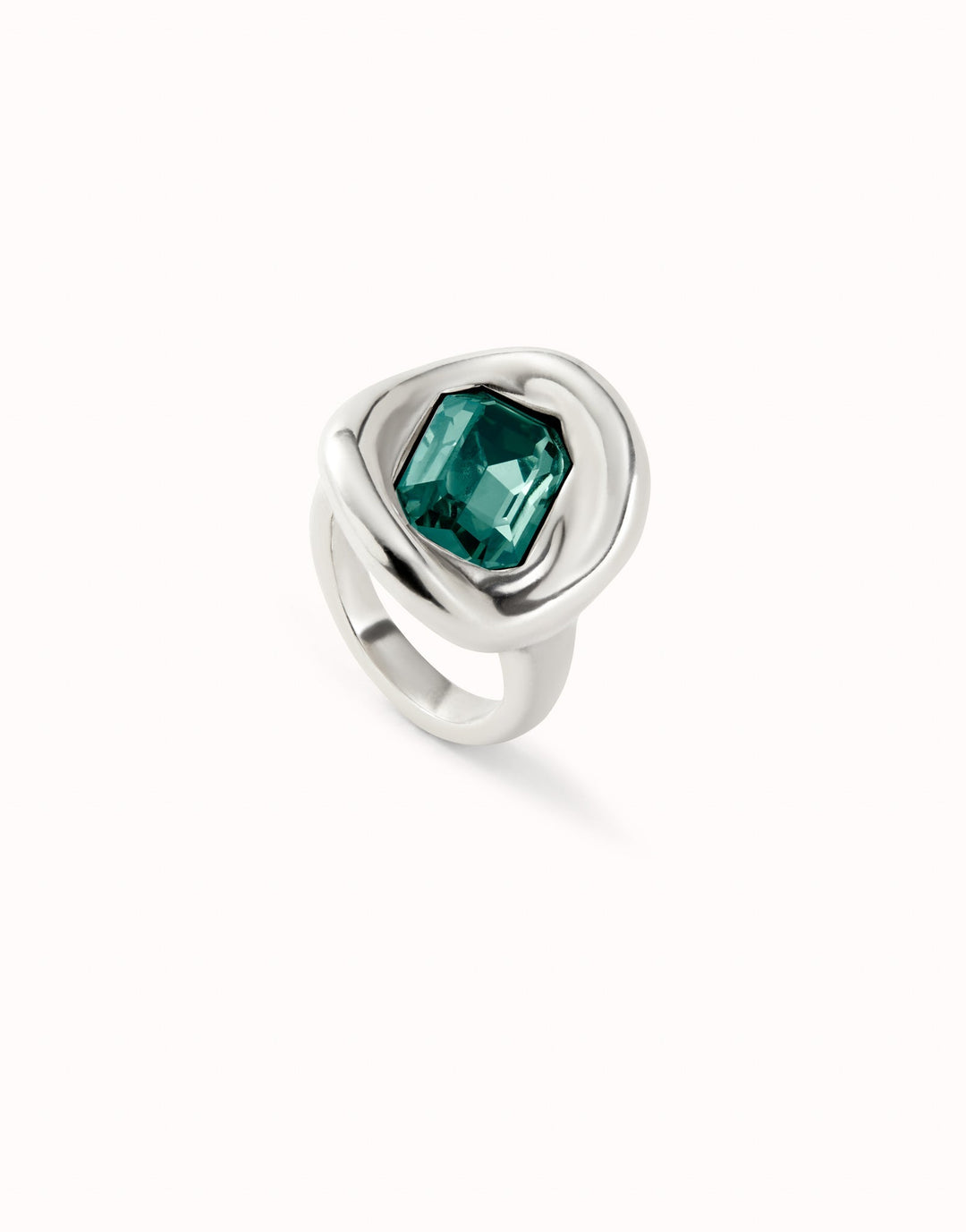 Sterling Silver Plated Faceted Crystal Green Ring ANI0826VRDMTLUNOde50ANI0826VRDMTL12