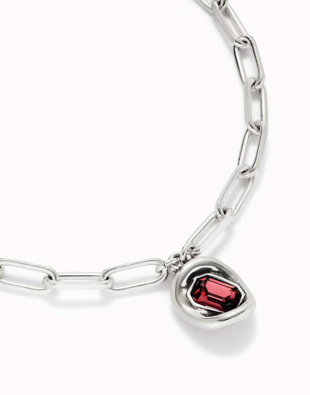 Sterling Silver Plated Faceted Crystal Red Necklace COL1945ROJMTLUNOde50COL1945ROJMTL0U