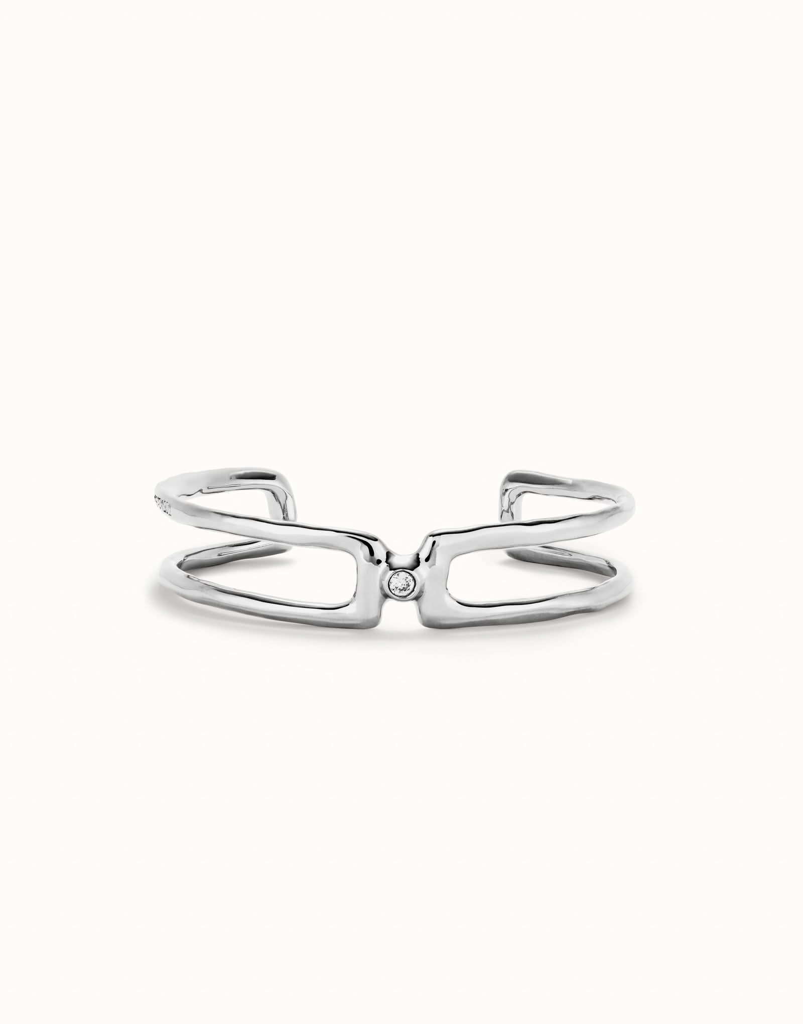 Sterling Silver Plated Ser Indomable White Bangle Bracelet PUL2446BLNMTL0UNOde50PUL2446BLNMTL0L