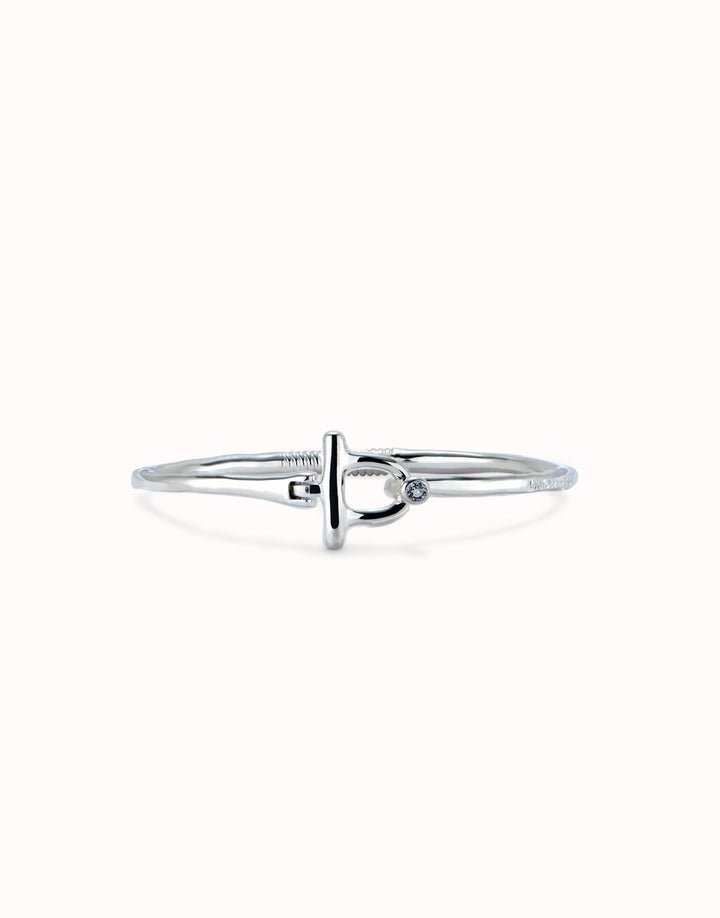 Sterling Silver Plated Ser Indomable White Bangle Bracelet PUL2449BLNMTL0UNOde50PUL2449BLNMTL0L