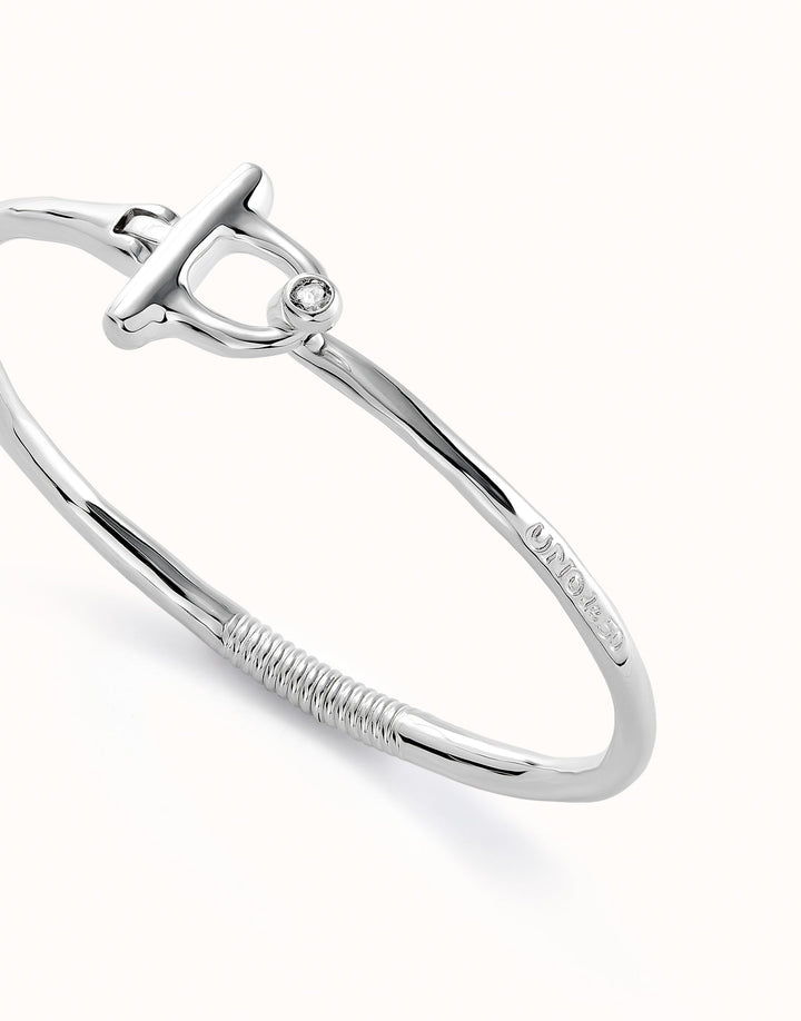 Sterling Silver Plated Ser Indomable White Bangle Bracelet PUL2449BLNMTL0UNOde50PUL2449BLNMTL0L