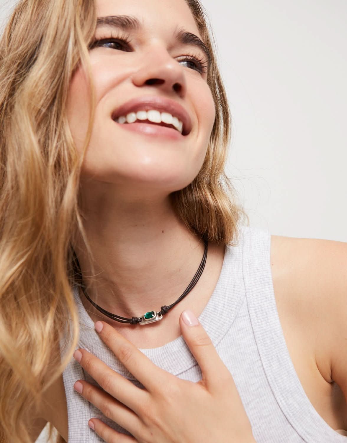 Sterling Silver Plated Ser Magnetica Green Necklace COL1966VRDMTL0UUNOde50COL1966VRDMTL0U