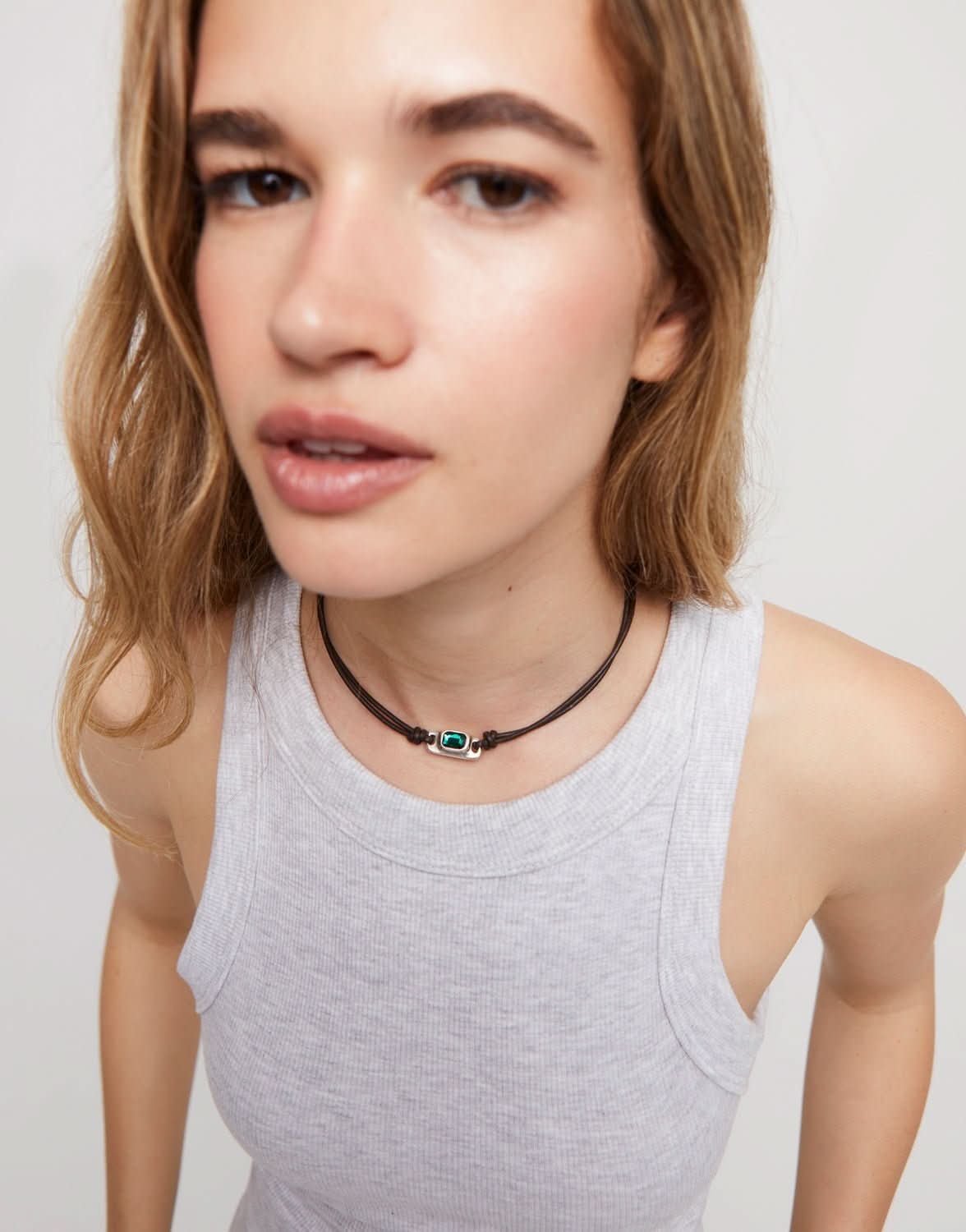 Sterling Silver Plated Ser Magnetica Green Necklace COL1966VRDMTL0UUNOde50COL1966VRDMTL0U