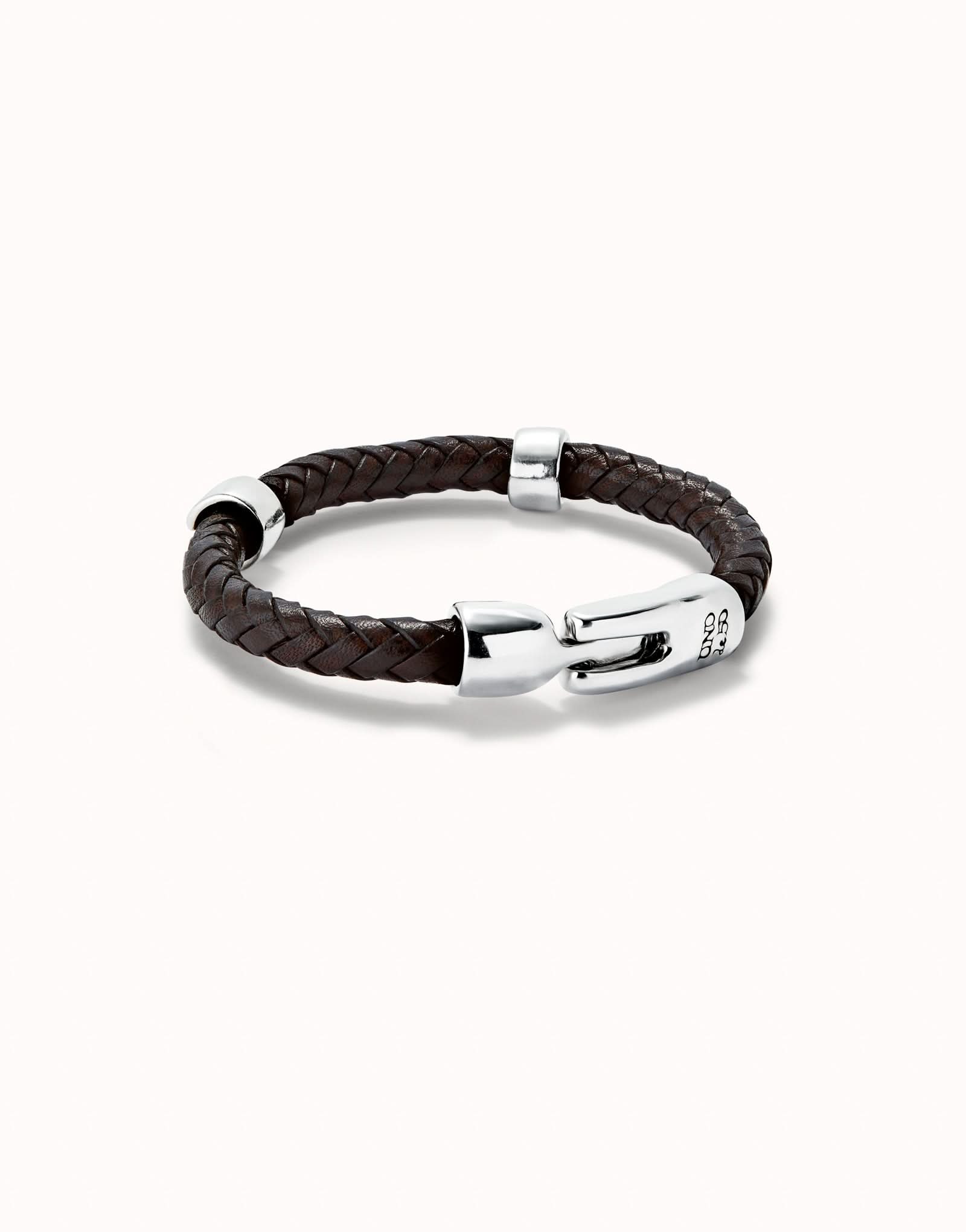 Sterling Silver Plated Ser Natural Black Bracelet PUL2459MARMTLXUNOde50PUL2459MARMTLXL
