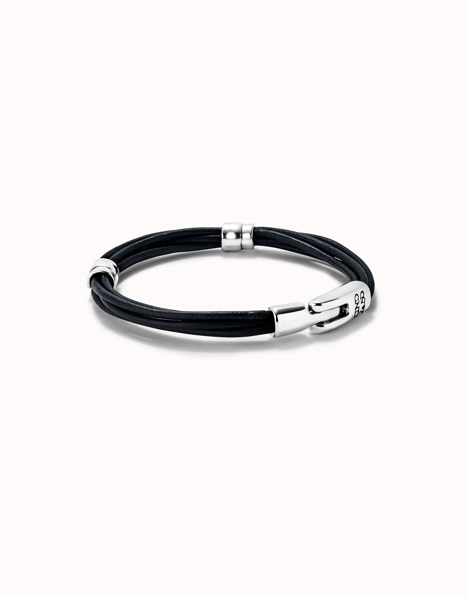 Sterling Silver Plated Ser Natural Black Bracelet PUL2492NGRMTLXUNOde50PUL2492NGRMTLXL