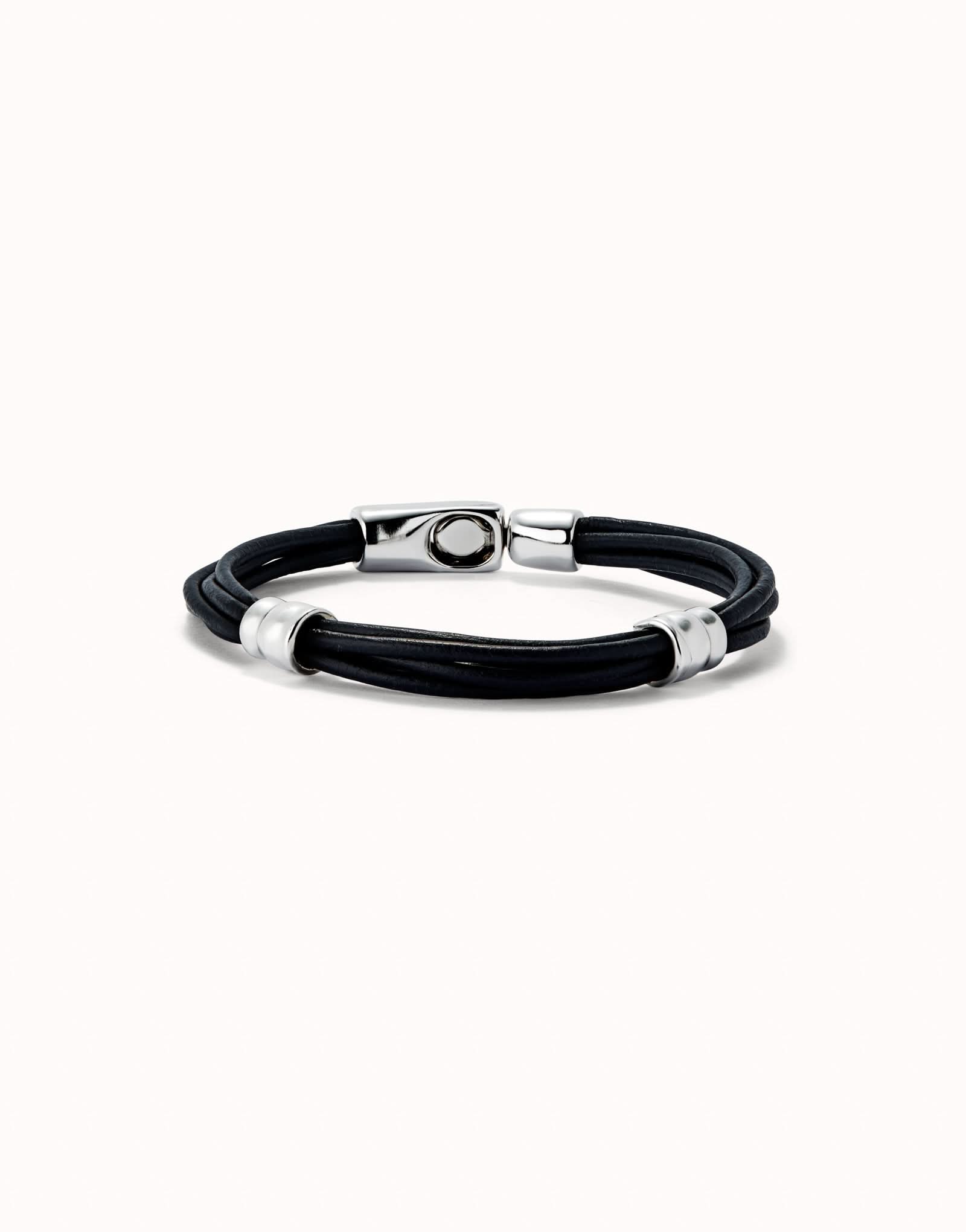 Sterling Silver Plated Ser Natural Black Bracelet PUL2492NGRMTLXUNOde50PUL2492NGRMTLXL