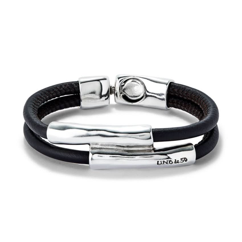 Sterling Silver Plated Ser Natural Brown Bracelet PUL2464MARMTLXUNOde50PUL2464MARMTLXL