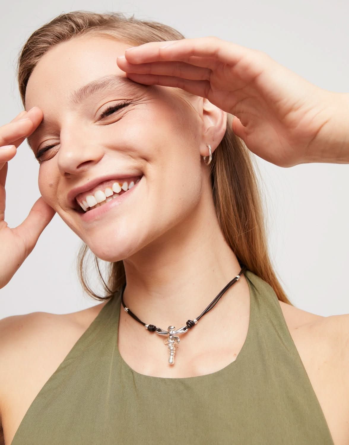 Sterling Silver Plated Ser Rebelde Brown Necklace COL1958MARMTL0UUNOde50COL1958MARMTL0U