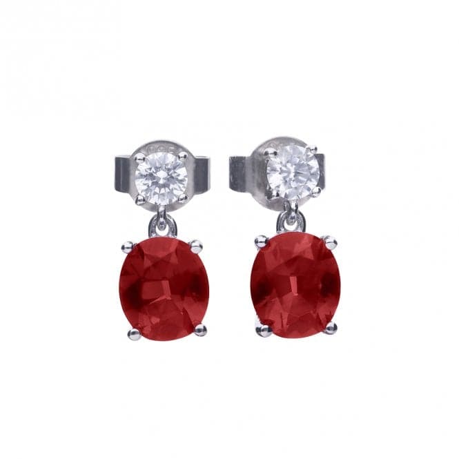 Sterling Silver Red and Clear Cubic Zirconia Earrings E6399DiamonfireE6399