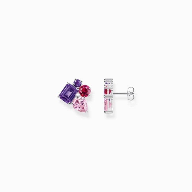 Sterling Silver Red Violet And Pink Mixed Stones Stud Earrings H2275 - 477 - 7Thomas Sabo Sterling SilverH2275 - 477 - 7