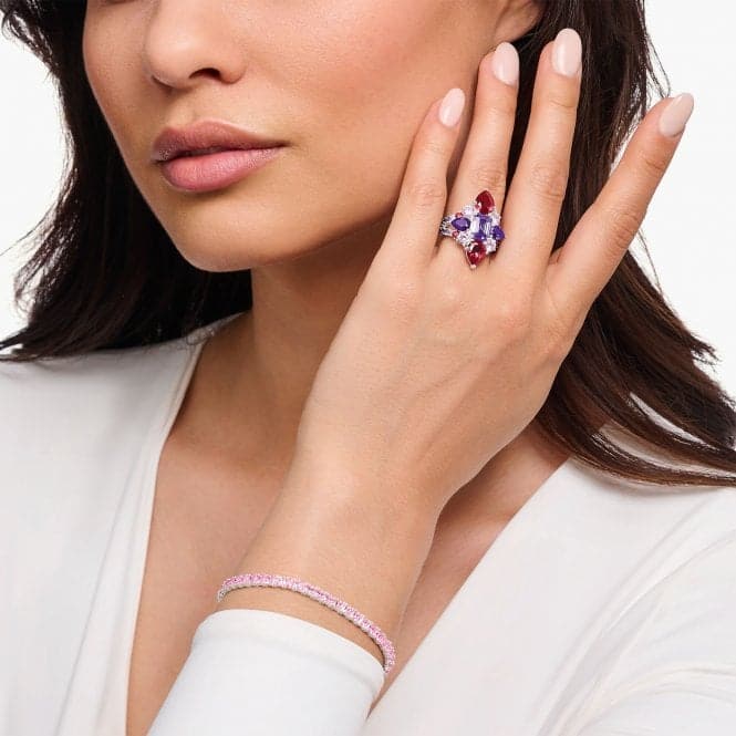 Sterling Silver Red Violet And Pink Stones Cocktail Ring TR2441 - 477 - 7Thomas Sabo Sterling SilverTR2441 - 477 - 7 - 48