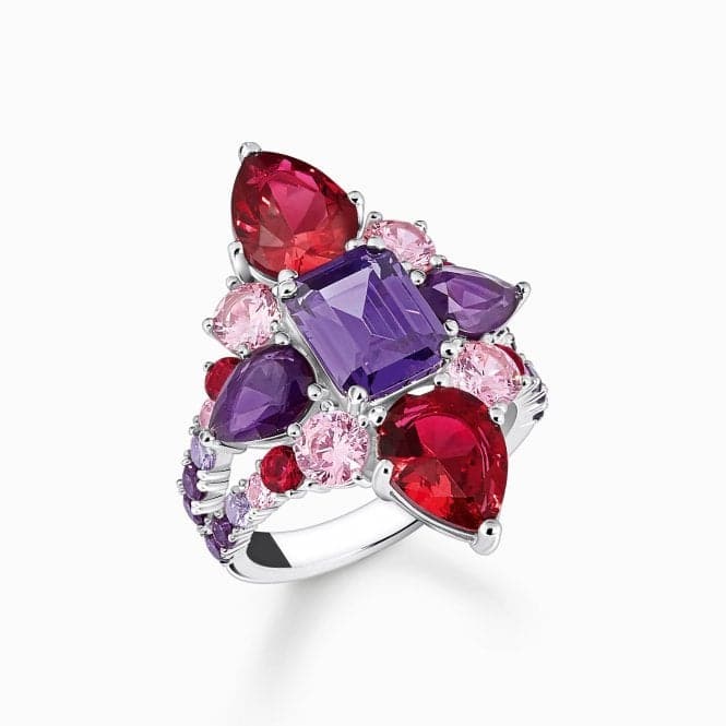 Sterling Silver Red Violet And Pink Stones Cocktail Ring TR2441 - 477 - 7Thomas Sabo Sterling SilverTR2441 - 477 - 7 - 48