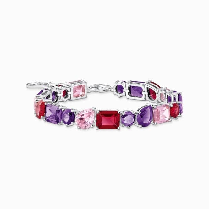 Sterling Silver Red Violet And Pink Zirconia Stones Bracelet A2140 - 477 - 7 - L19VThomas Sabo Sterling SilverA2140 - 477 - 7
