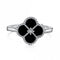 Sterling Silver Rhodium Plated Adjustable Black Lucky 4 Leaf Ring ERLR007Ellie Rose LondonERLR007