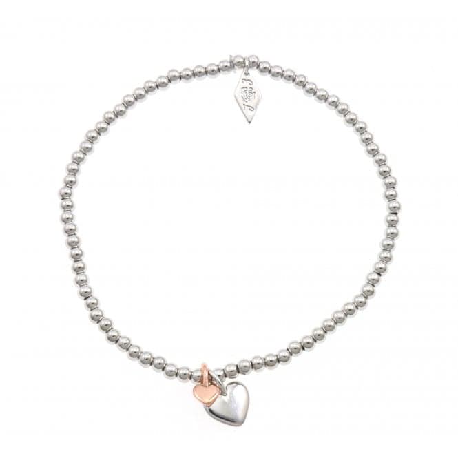 Sterling Silver Rhodium Plated Beaded Heart Bracelet ERLB025Ellie Rose LondonERLB025