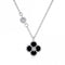 Sterling Silver Rhodium Plated Black Lucky 4 Leaf Necklace ERLN033Ellie Rose LondonERLN033